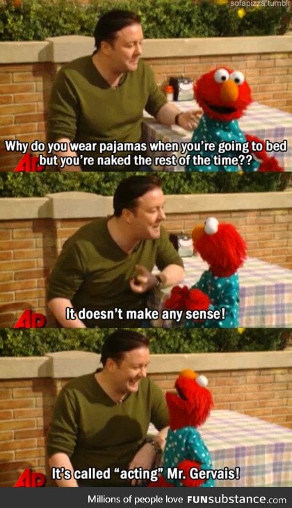 Elmo teaches Ricky Gervais a lesson