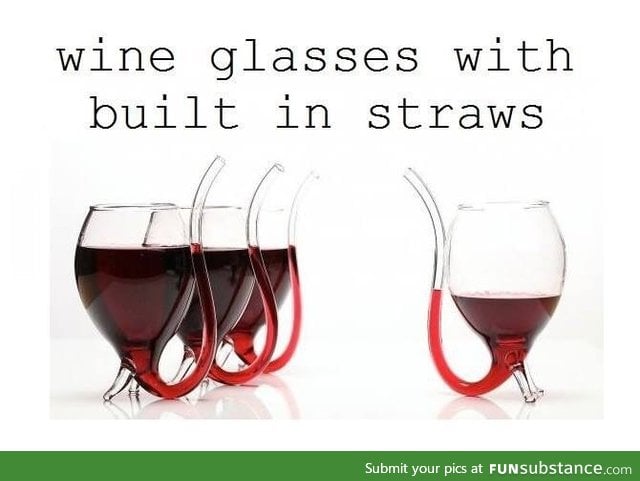 Wine glasses with built in straws