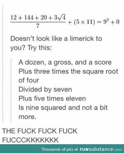 an algebraic limerick for you