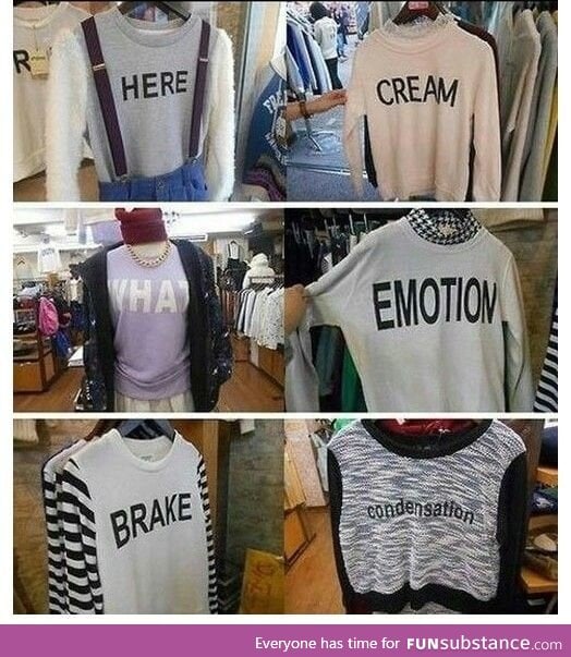 Japanese shirts with English words