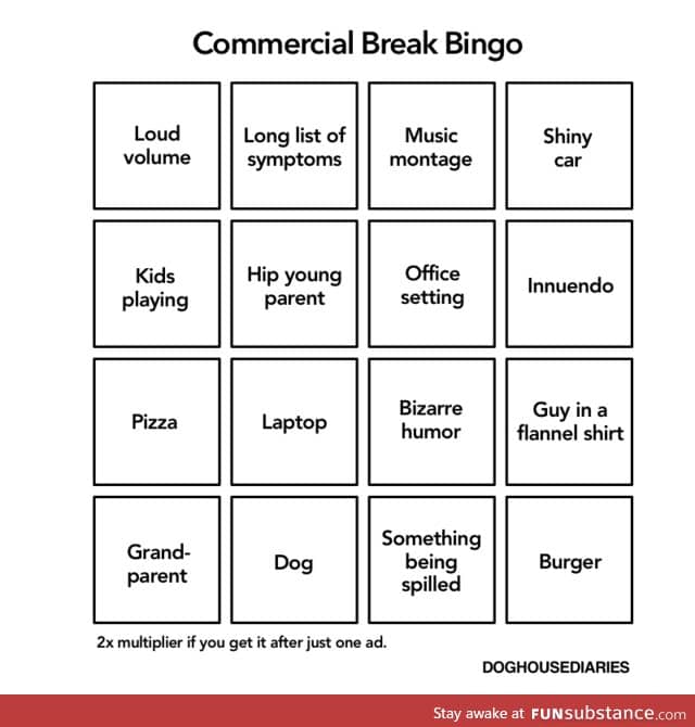 Commercial Break Bingo