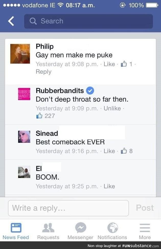 Homophobe got burned!