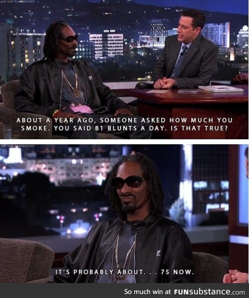 Snoop is easing up a little