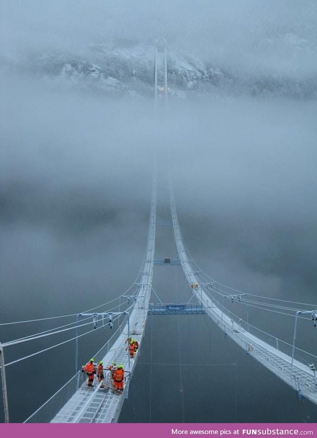 Fog over the norway sky bridge