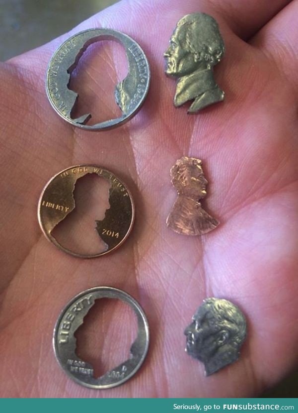 Silhouette Cutouts from Coins