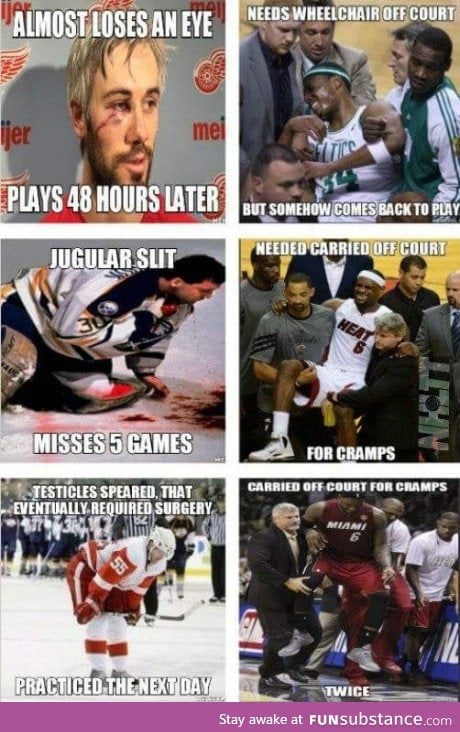 I'm not saying basketball players aren't tough, wait no, that's exactly what I'm saying