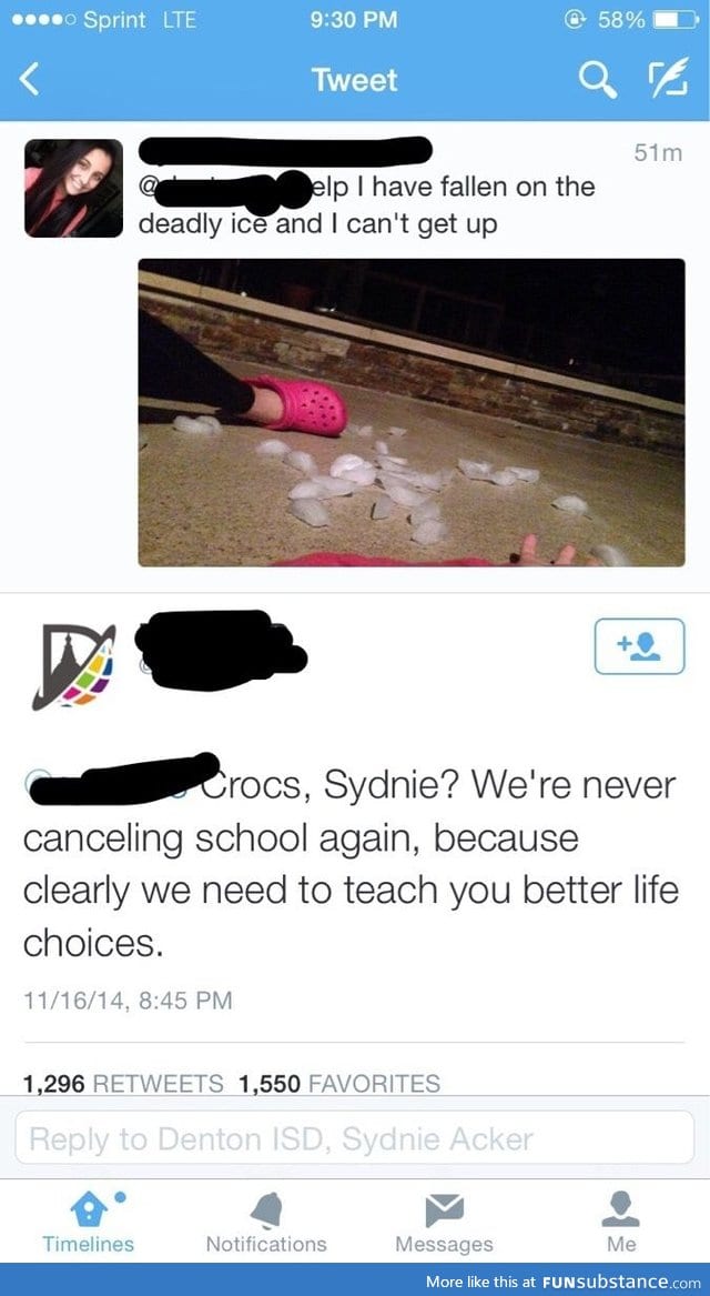 Girl tweets a joke to her school district about canceling school, gets promptly shut down