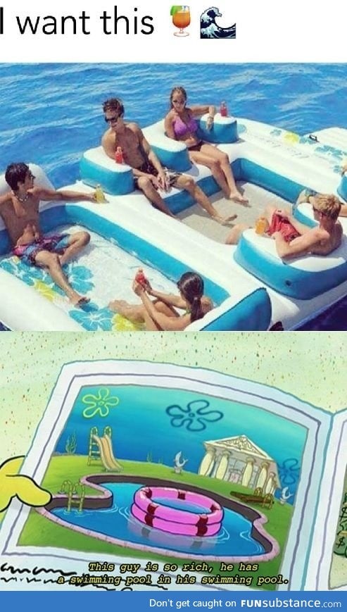 "This guy is so rich, he has a swimming pool in his swimming pool"