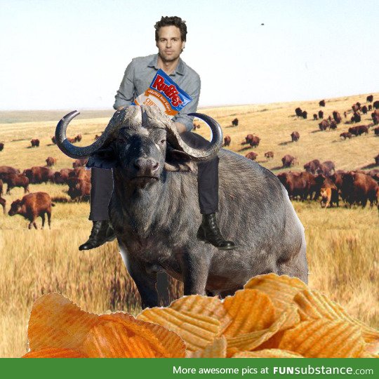 Mark Ruffalo, eating Ruffles on a Buffalo.
