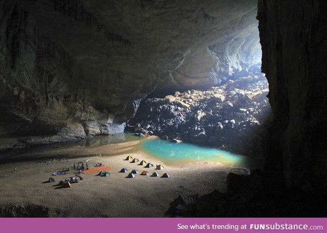 Indoor beach cave in Vietnam