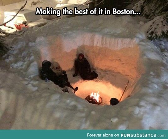 The coolest boston snow fort