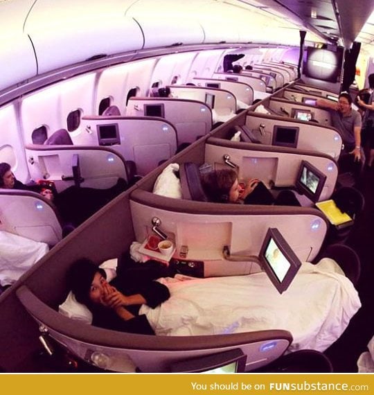 Airplane with bed as seats