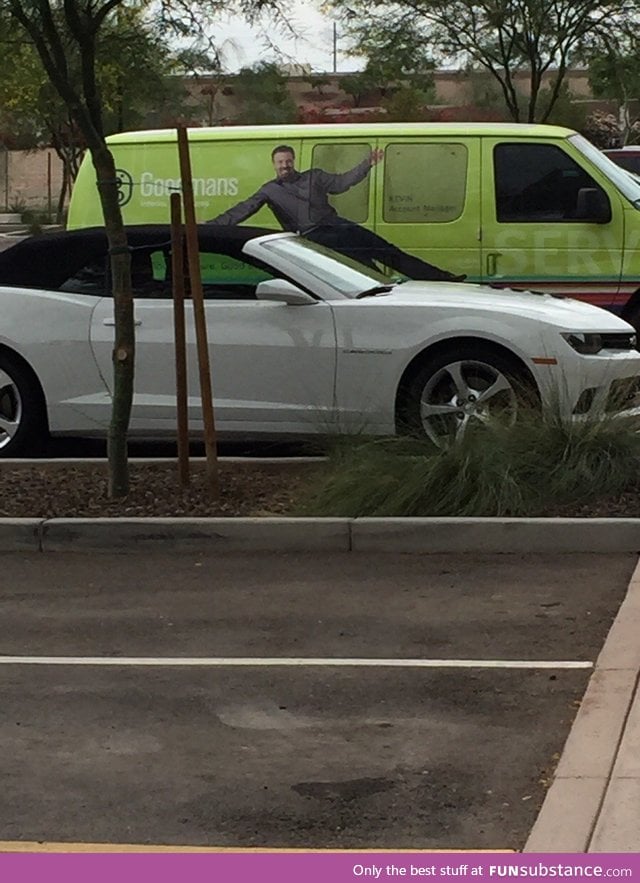 Thought some guy was just chillin' on his car at work today