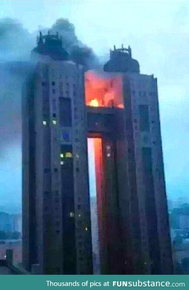 N.Korea's national hotel just caught on fire, and they're trying to suppress it happened
