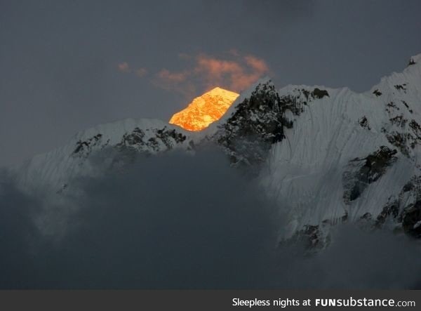 Everest looking like a mountain on fire