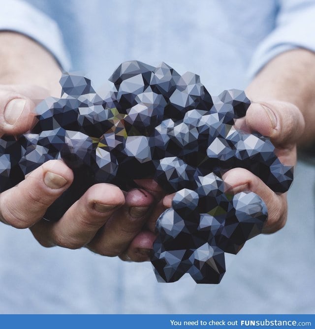 Low poly photo edit of grapes in hand