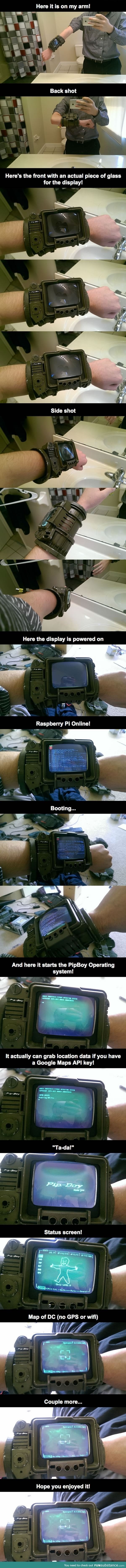 This guy made a PipBoy 3000A*breathing intensifies**uses stimpak*