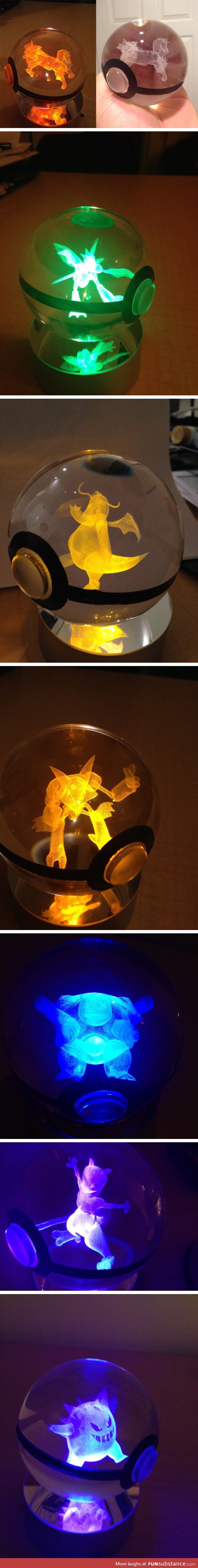 Pokemon in 3D laser engraved crystal ball