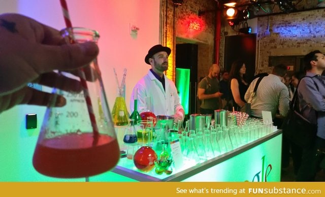 At this party, the bartender is a chemist