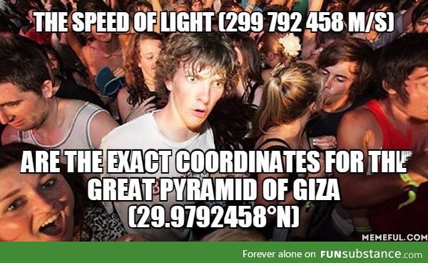 Speed of light and coordinates for the Great Pyramid of Giza