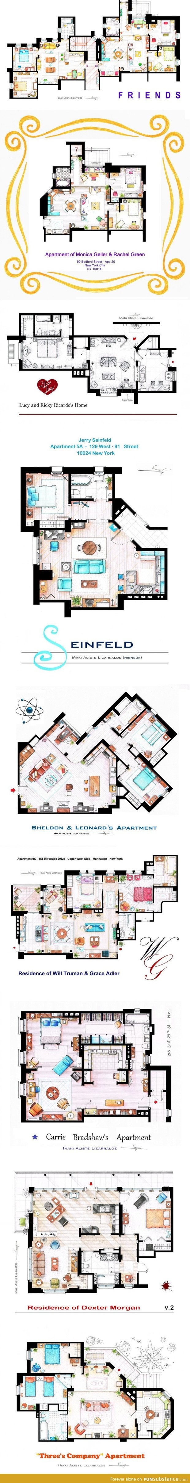 Floor plans of your favorite tv apartment