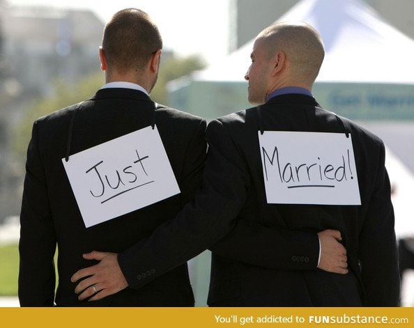 Since no one can post any hateful comments, heres two men in love getting married!:)