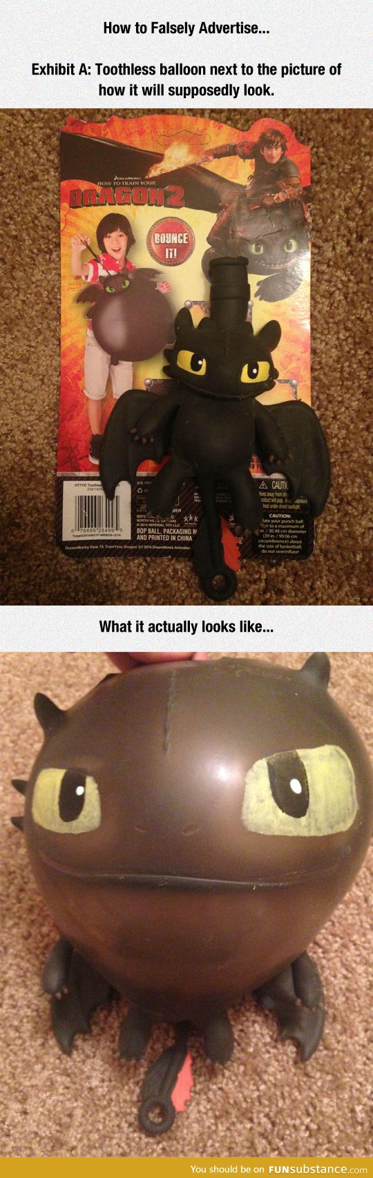 False advertising for Toothless toy