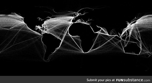 Shipping routes around the world