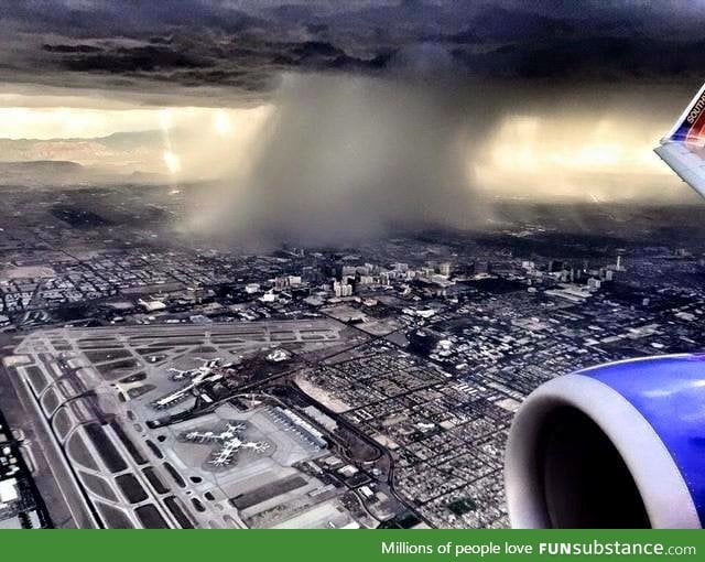 This is how rain looks from an airplane