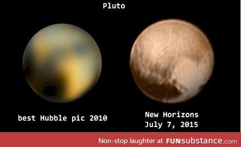 Comparison of Pluto images then and now