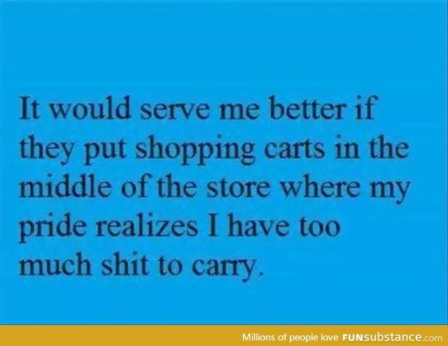 Shopping carts should be in the middle of the store