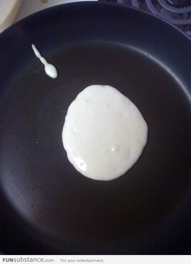 So my daughter made pancakes and experienced a stray splatter:)