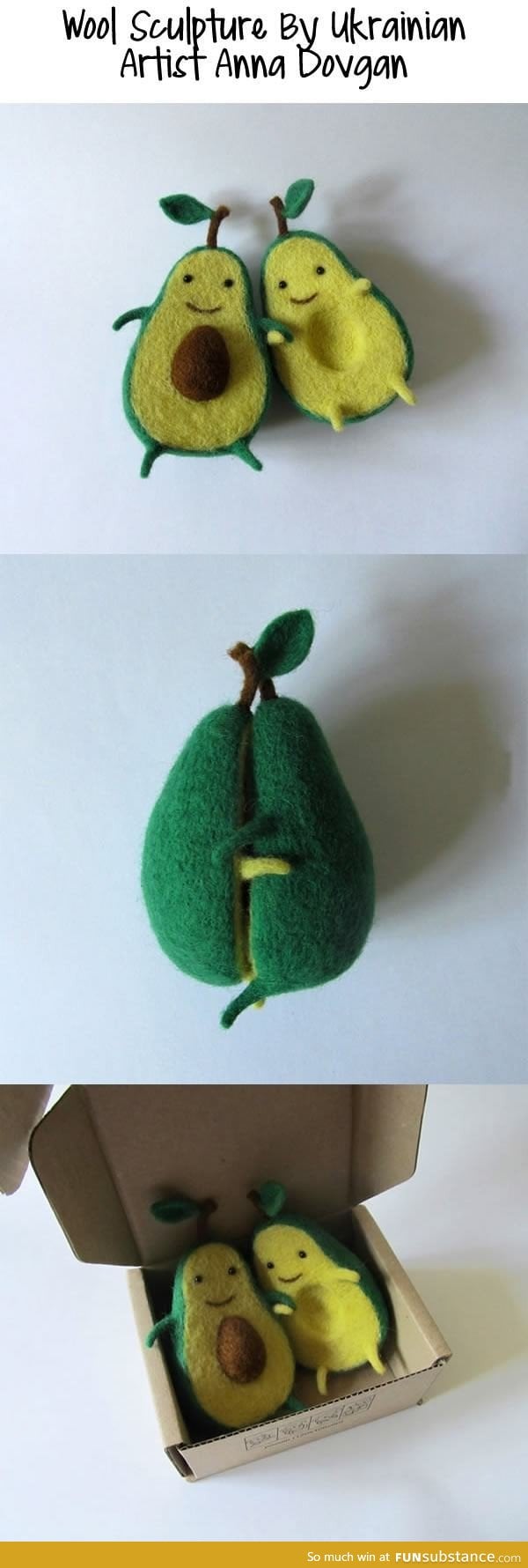 Adorable Avocado soft toy made of wool