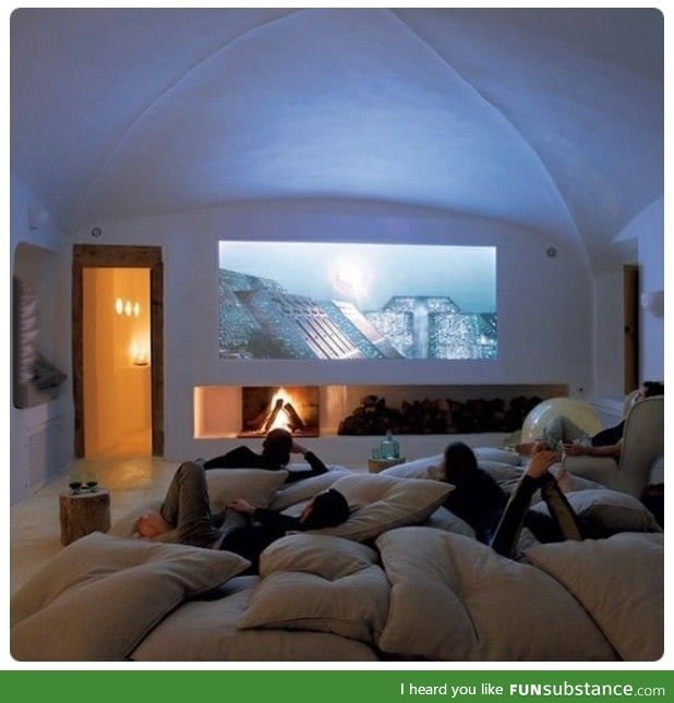 Stylish home theatre. Seriously... Who wouldn't love this?!