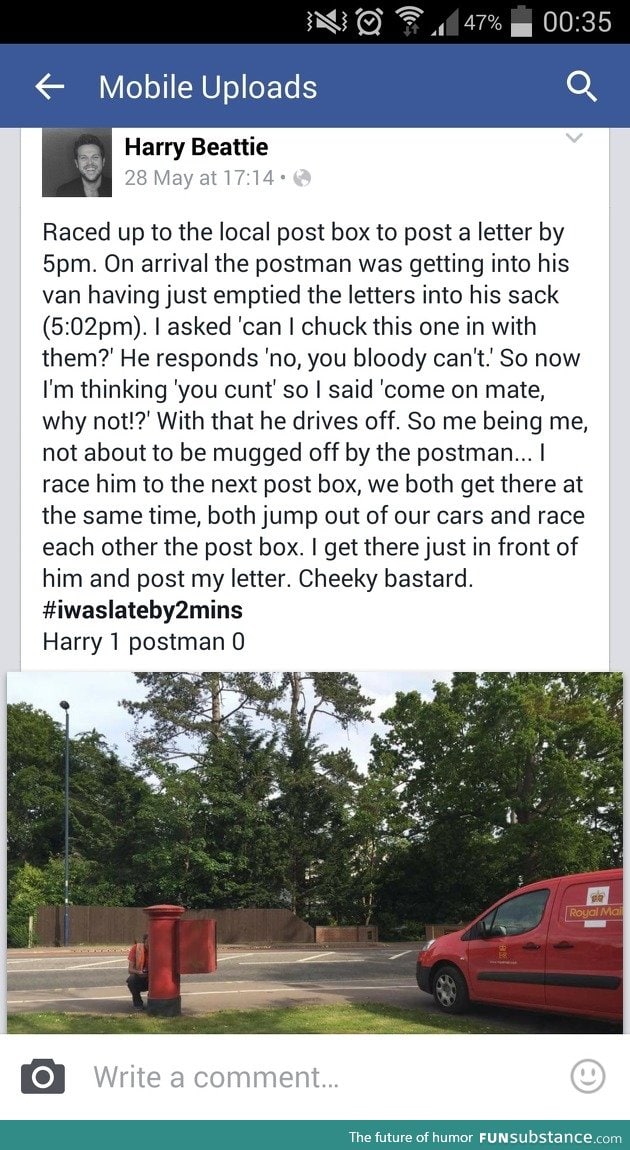 Harry 1 Postman 0