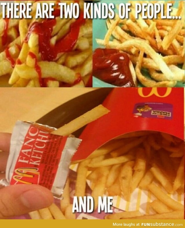 Different ways of ketchup with fries