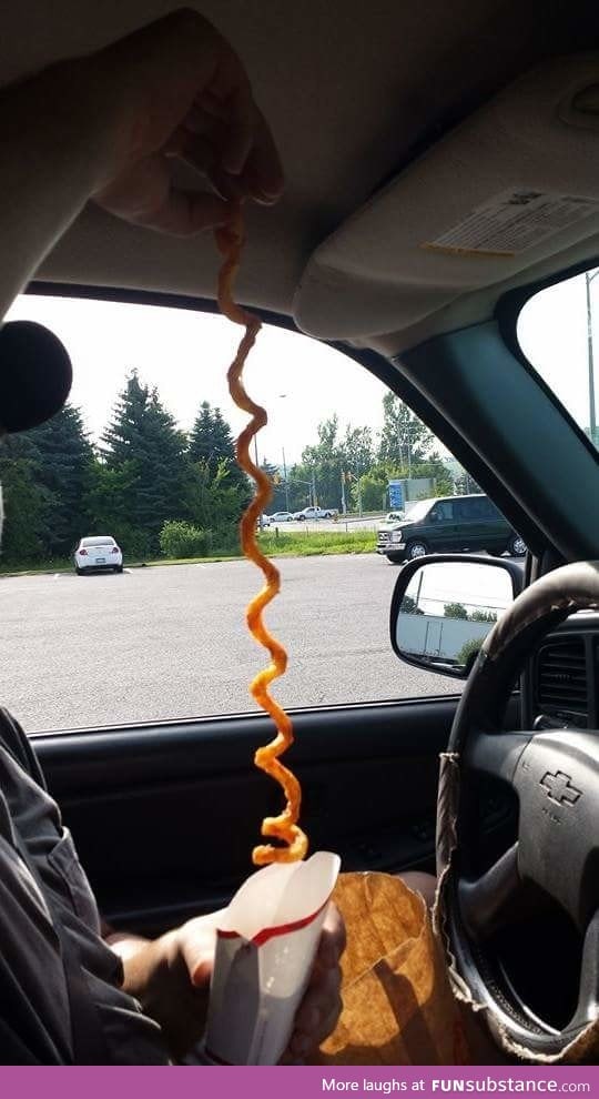 Ordered curly fries at Arby's... Received 1 mega curly fry