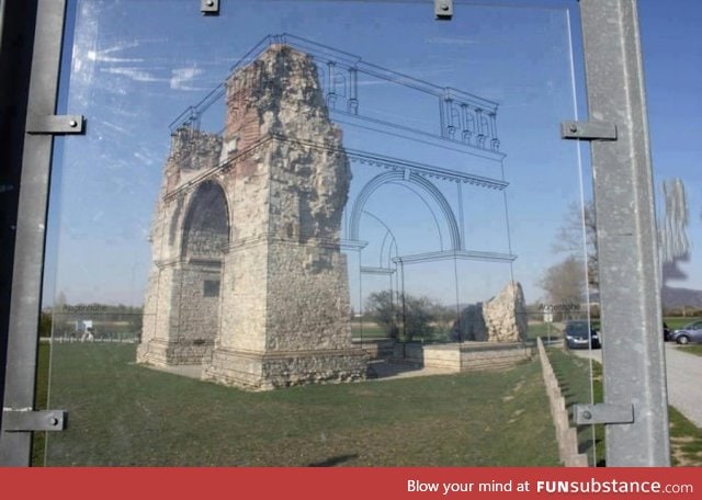 A clever way to show how ancient ruins looked like