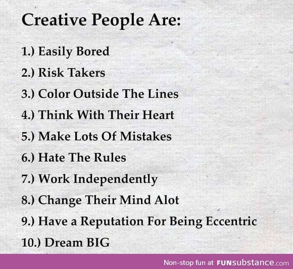Creative people described in 10 points