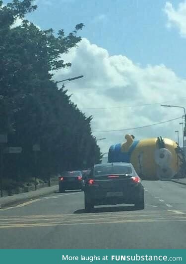 So a giant minion blocked a road in dublin today...