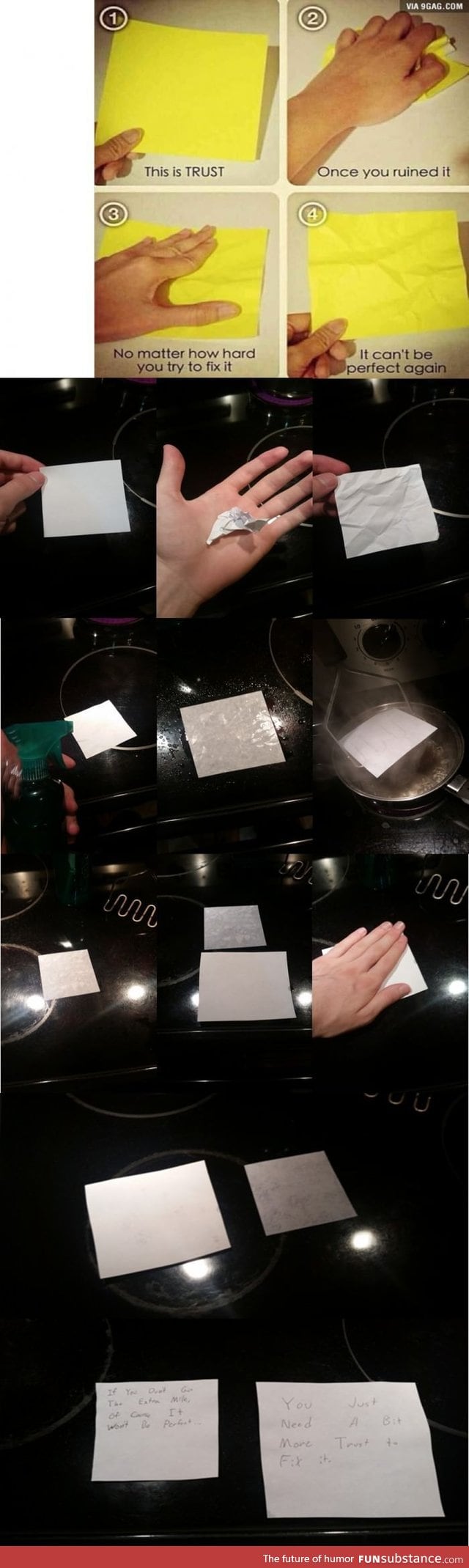 How to smoothen creased paper - distilled water preferred