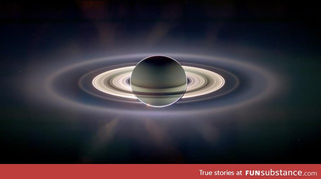 This is a real, unmodified image of Saturn passing in front of the sun