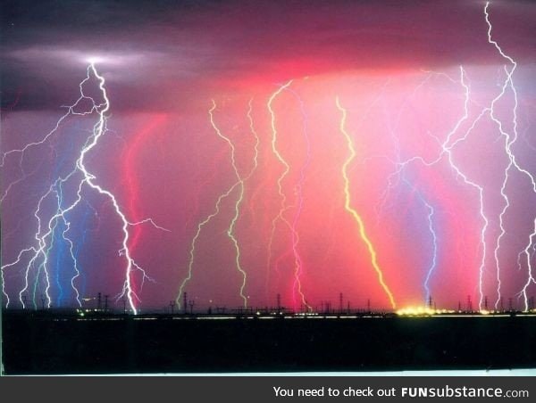 Lightning on different parts of the visible spectrum
