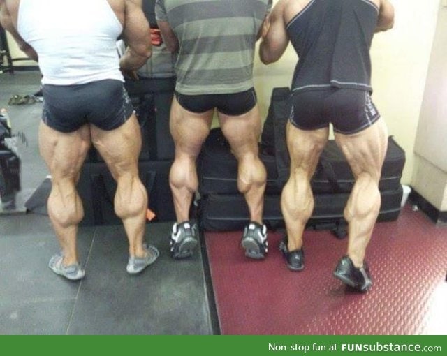 Apparently one of the goals of weightlifting is to have your calves look like ballsacks