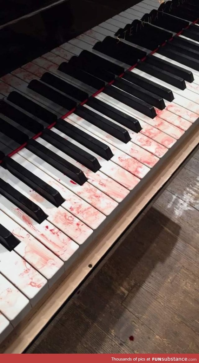 A piano after a performance of a Bartok Concerto at the Cincinnati World Piano Competition