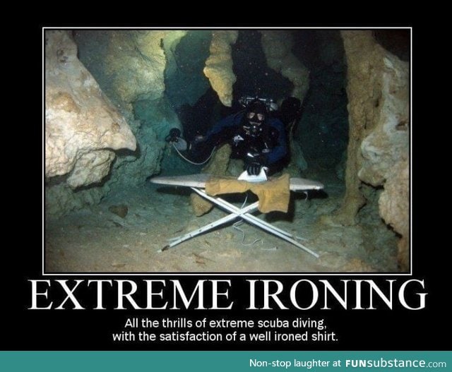 Extreme ironing underwater