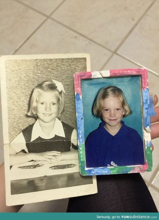My mum and I at the same age. Funny thing is I'm adopted