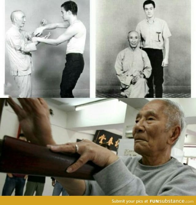 The real Ip Man(Ip Chun) training Bruce Lee. I bet most people don't know