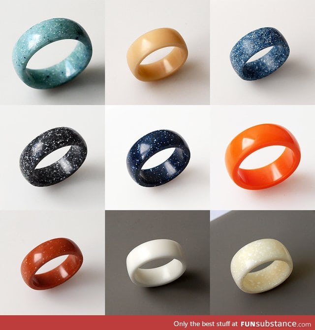 Rings. Hand carved out of corian (countertop material)