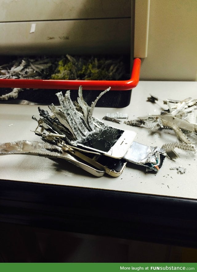 What happens when as iPhone falls into an industrial paper shredder
